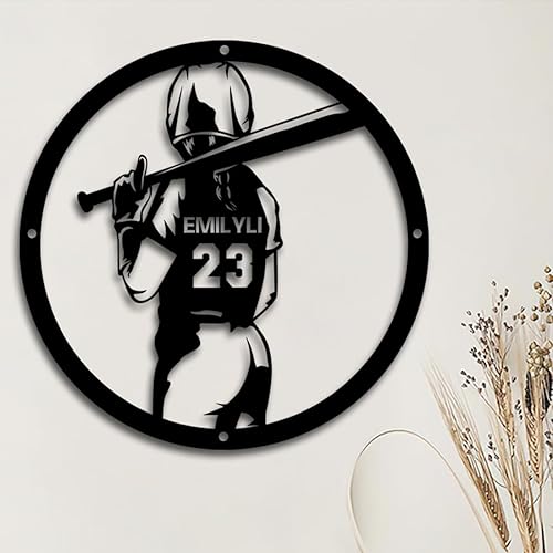 Miniatura 2 de Letrero de metal personalizado para jugador de sóftbol con luz LED, nombre y número personalizado, arte de pared de sóftbol, letrero de neón con