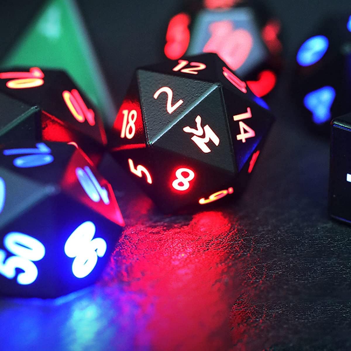 7 Pcs Light Up DND Dice, Dice Set Shake to Light Up Polyhedral Gaming