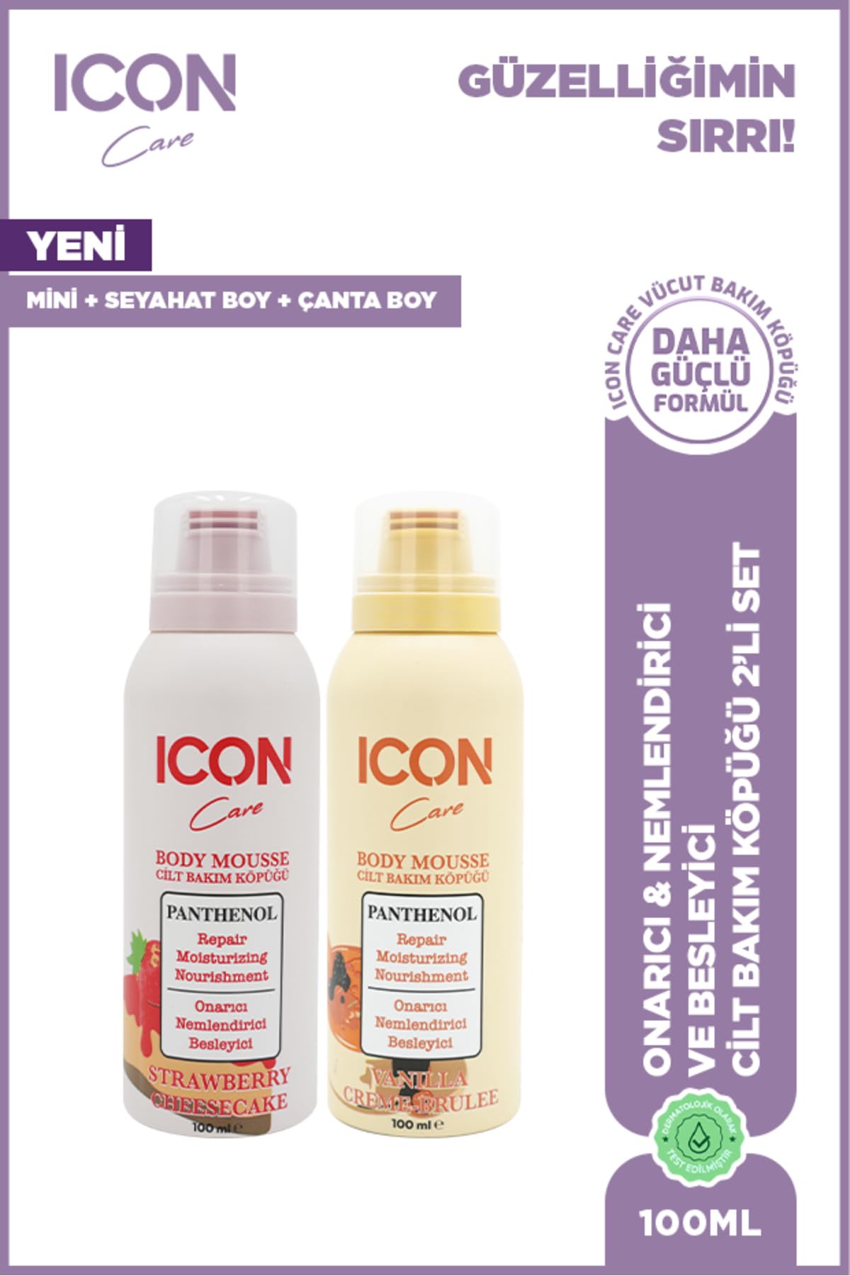 ICON Care Cilt Bakım Köpüğü Vanılla Creme100 ml + Strawberry & Cheesecake 100 ml-