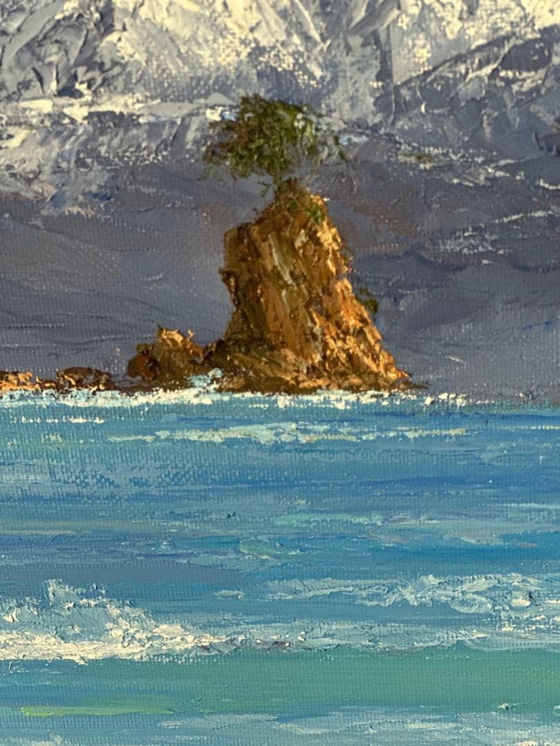 肉筆　真作　絵画　小川久雄　油彩画　風景画　雨晴海岸　美術品　立山連峰インテリア Amazon.co.jp: 肉筆 真作 絵画 小川久雄 油彩画 風景画 雨晴海岸 美術