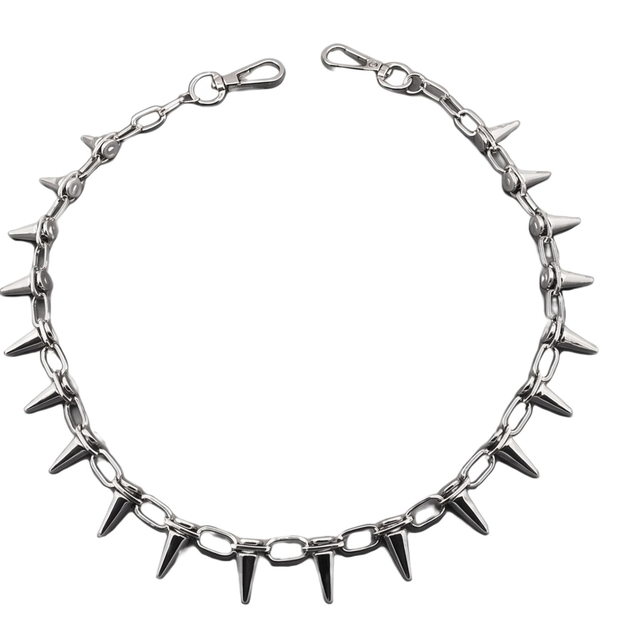 the men thing Biker Jeans Chain SPIKE CHAIN SILVER - Alloy Long Wallet Biker Jeans Chain with Lobster Clasps for Men & Boys - 26" inch-picture-6