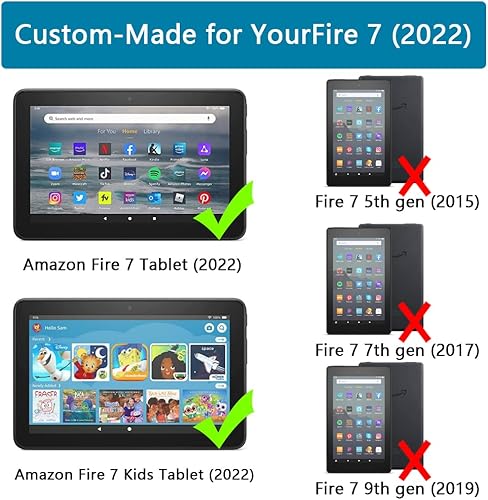 Miniatura 2 de Lainergie - Funda para tablet Tienda Fire 7 para niños (12 generación, versión 2022), ligera, a prueba de golpes, apta para niños, funda para tablet