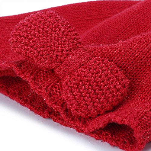 Vivobiniya Toddler Baby Girl Lovely Bowknot Knit Hats Baby Hats 6m-4years Old (1-2years Old(Head Circumference 18.8-19.6in), red)