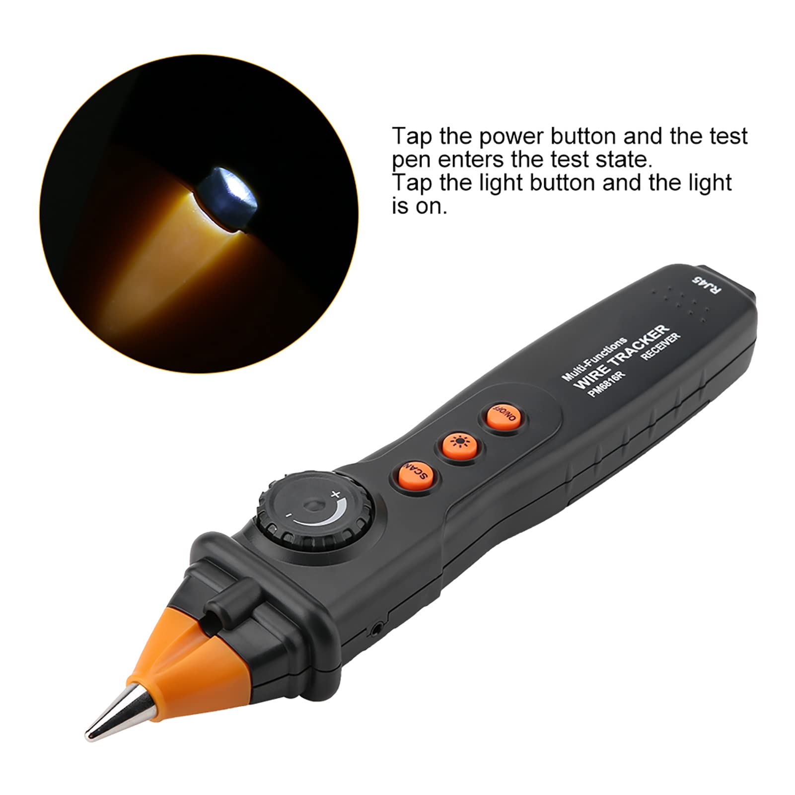 YWBL-WH Tester per Cavi di Rete Localizzatore di Cavi Localizzatore di Linea RJ45 RJ11, PM6816 Ricevitore da 8,5x1,8x1,3 Pollici Emettitore da 4,9x2,6x1,2 Pollici 371g Test da 13,1 Once