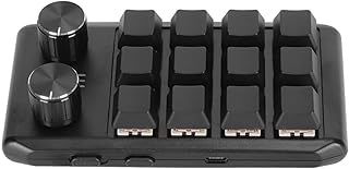 Topiky Mini 12 Key Keypad, Programmable Gaming Keyboard, 2 Knobs Macro Keypad Red Switch Mini Custom Keypad Shortcut Keys for PC Gaming Multimedia (Wired USB)