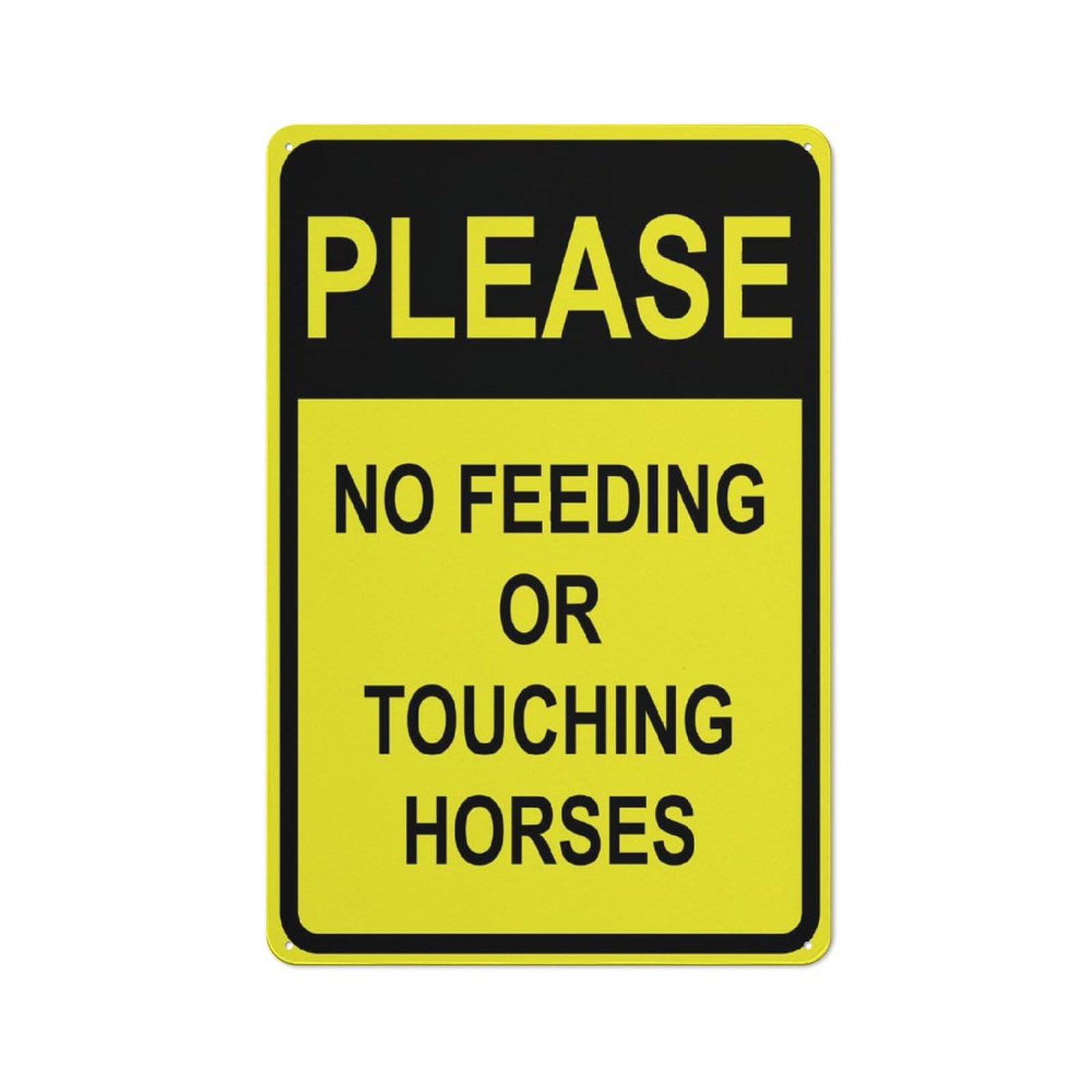 peiyeety Please No Feeding Or Touching Horses Bright Yellow Sign 12x16 Inches Metal Sign, Rustproof Aluminum, Multicolor