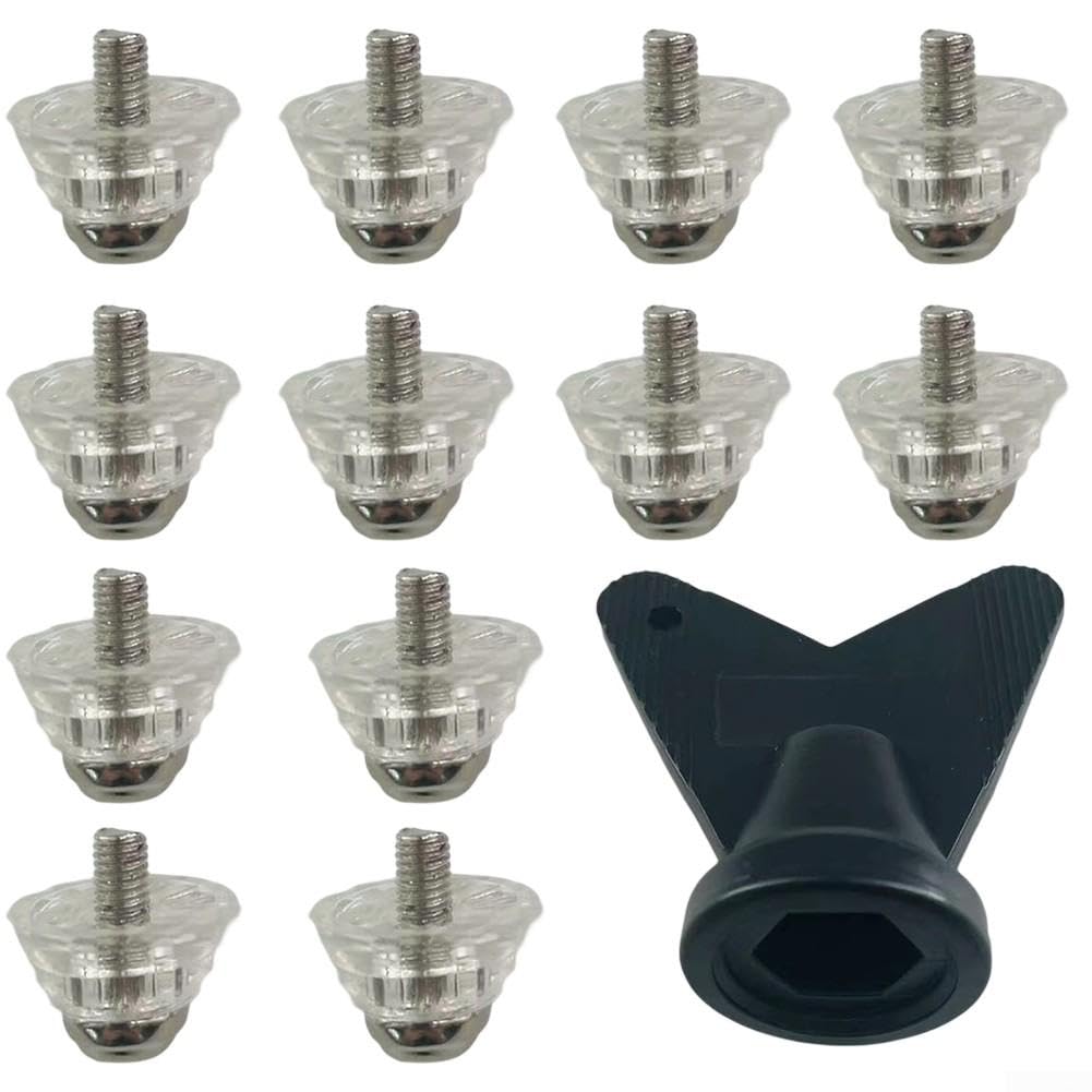 Schraubstollen für Rasen 5mm Thread Softboden Traction(13mm) | 12-teiliges Set, 5mm Standardgewinde, stabile Passform, inkl. Montageschlüssel, langlebig
