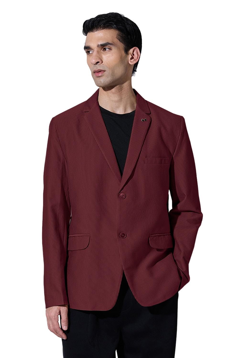 showoffff Men Solid Single Breasted Formal Blazer | Notched Lapel Full Sleeves Corduroy Blazer for Mens | Regular Fit Regular Length Blazer for Men's-picture-26