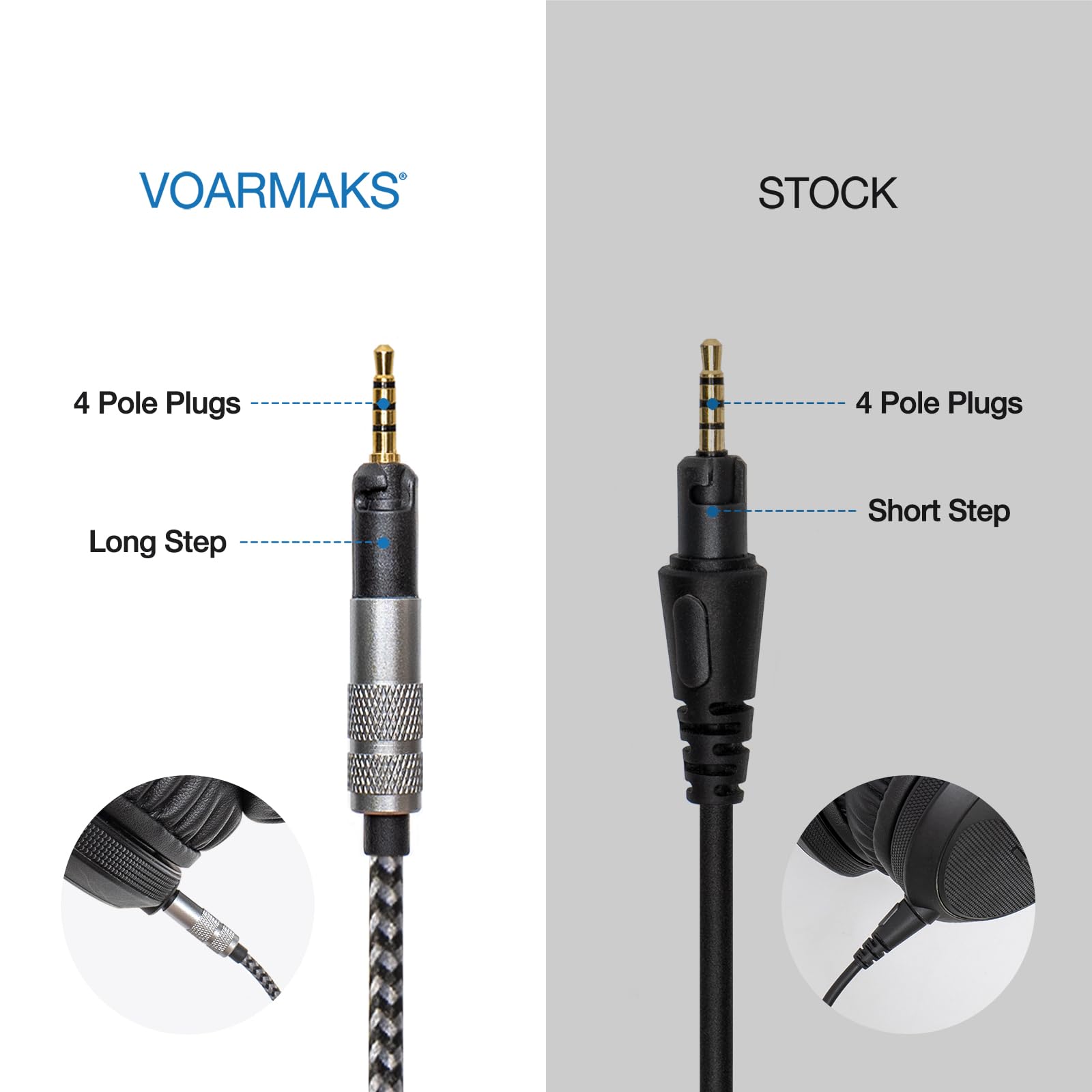 Voarmaks Long Steps Cable Compatible with Pioneer HDJ X5 X7 S7 CUE1 DJ Headphone Length 2m 6.5feet Soft Nylon Lightweight Includes 1/4