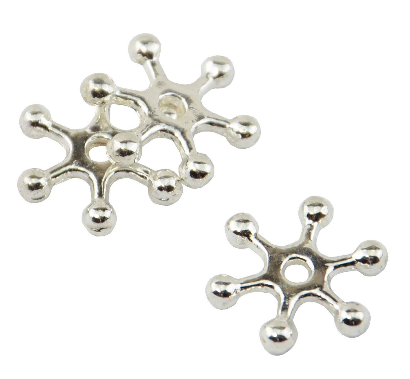 Box Displays Silver Pack Of 25 Large Colour Snowflake 12Mm Flower Spacer Beads (37787-205) Jewellery Making Craft Beading Fashion Diy Handmade Spacer Costume Desgin Findings Beads