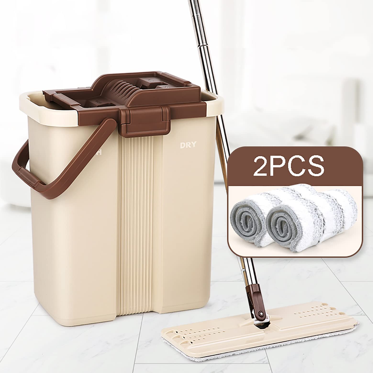 YXWtba Mop & Bucket Sets Mop And Buckets Sets - Dry And Wet Hardwood Floor Cleaning Mop - Extra Large 360°Flexible Mop Head - For Home Commercial Hardwood Tile Floor Window irobot roomba (Color : A)