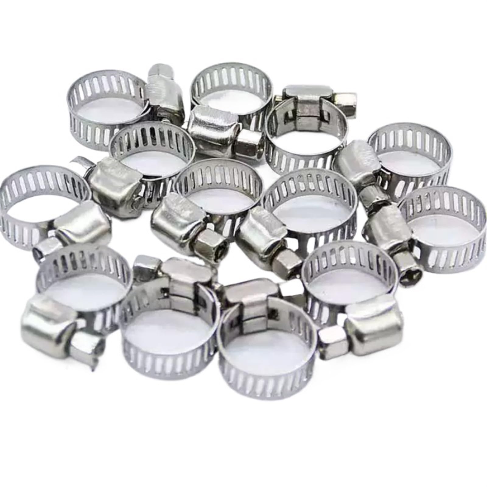Hose Clips 10pcs 8mm-44mm 304 Stainless Steel Mini Fuel Line Pipe Hose Clamp Clip for Air Water Silicone for Home Water Line(13-19mm)