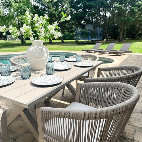 Image of PURPLE LEAF Outdoor Dining Set for 4 with Cushions PE Rattan Champagne