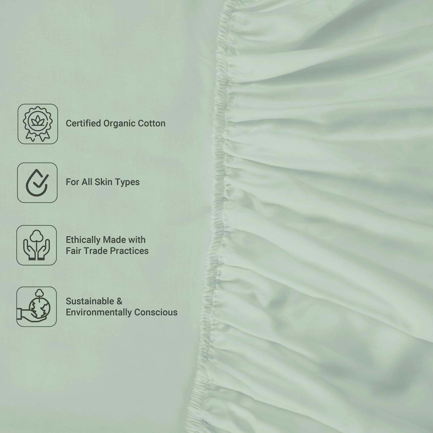 FABDREAMS 100% Organic Cotton Percale Weave Queen Size Fitted Sheet | 300 Thread Count | GOTS Certified | Long Staple Cotton | Cool Crisp Breathable | Fits Upto 17" Deep Pocket | Sage Green