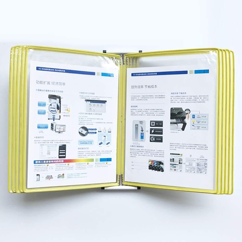 File Cabinets A4 Desktop Wall Mount Dual-use Type Pages Shop Page Flip Folder for Hotel School Office Financial Storage Folder(PVC + Metal) ，with 20 Display，33 * 23 * 10CM (Color : A)