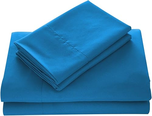 WAVVA Bedding - Juego de sábanas de 4 piezas de lujo, 1800 bolsillos profundos, resistente a las arrugas y a la decoloración., Microfibra, Azul