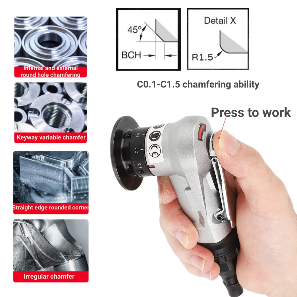Mini smussatrice pneumatica, macchina portatile per la rifilatura dei metalli Utensile ad aria diritta per rifilatura ad a 45 ° (interfaccia tipo UE)