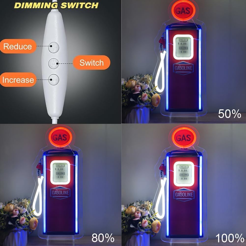 Retro Gas Pump Neon Sign Vintage LED Garage Neon Light image 5