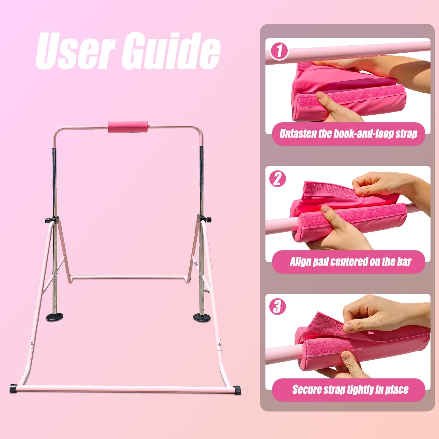 Triclicks Barre de Gymnastique pour Enfants, Barre d'entraînement Pliable avec Hauteur réglable, Barres Horizontales Extensibles pour Enfants, Filles, garçons