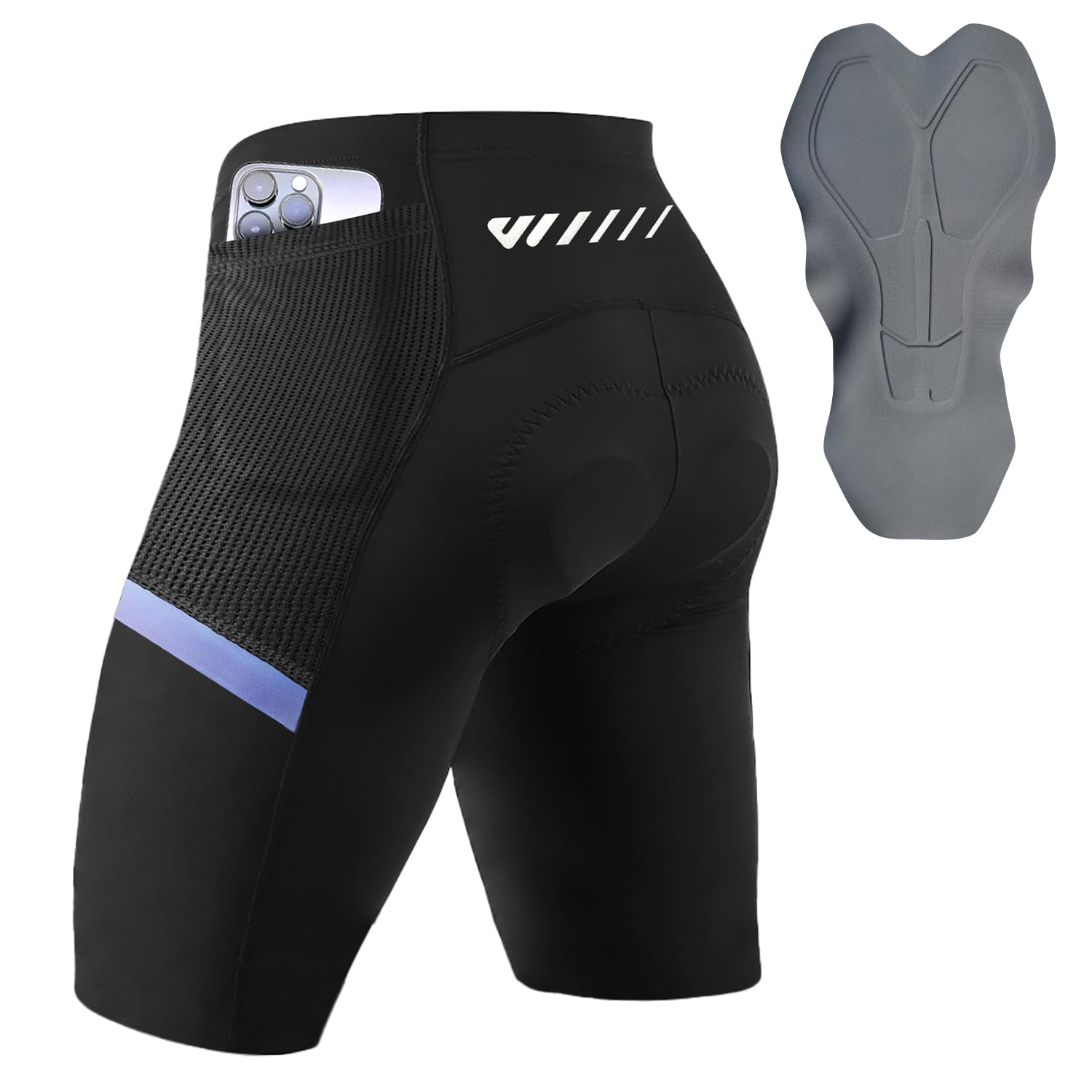 Lo.gas Radlerhose Herren gepolstert, Radhose für Männer Gel gepolstert mit Taschen, Road Shorts atmungsaktiv Quick-Dry