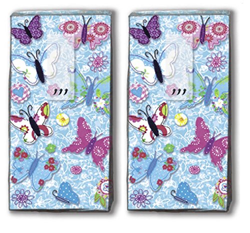 20 Taschentücher (2x 10) Handmade Butterflies – Handgemachte Schmetterlinge / Frühling / Motivtaschentücher
