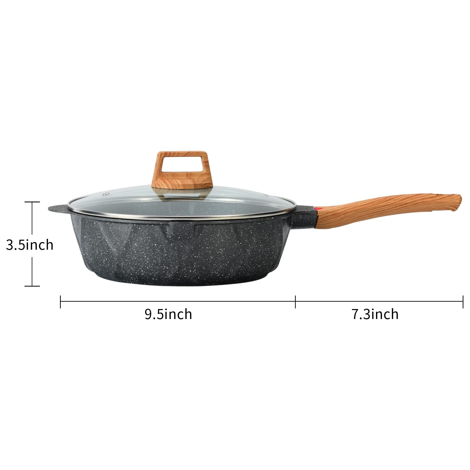 Buy UMETRE Nonstick Deep Frying Pan Skillet With Lid Granite Coating