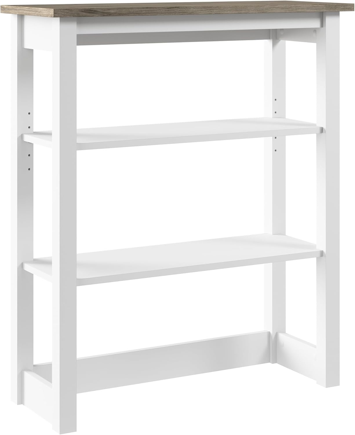 Bush Home Mayfield Tall Hutch Organizer in Pure White and Shiplap Gray