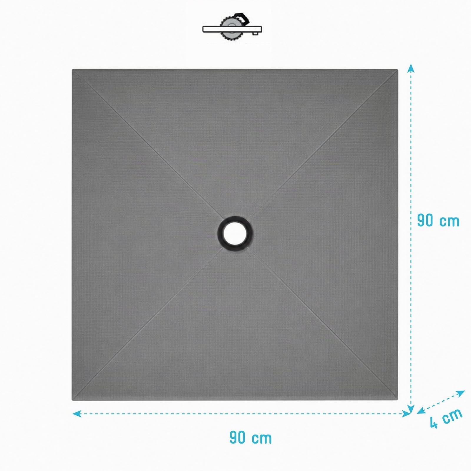 Bac receveur de douche à carreler 90x90cm recoupable sur mesure pour douche à l'italienne