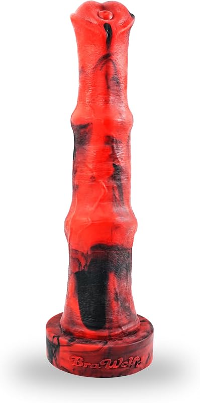 Pene anale gigante in silicone platinico per uso alimentare, modello stallone italiano, lungo 50 cm - Materiale conforme agli standard FDA - extra lunga - Dildo anale Vac-U-Lock (Rosso&Nero, X Large)