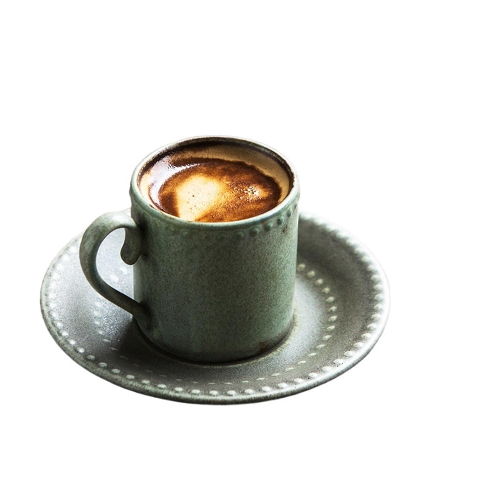 Set aus Keramik-Espressotassen und Untertassen, mehrfarbig, 75 ml(Green)