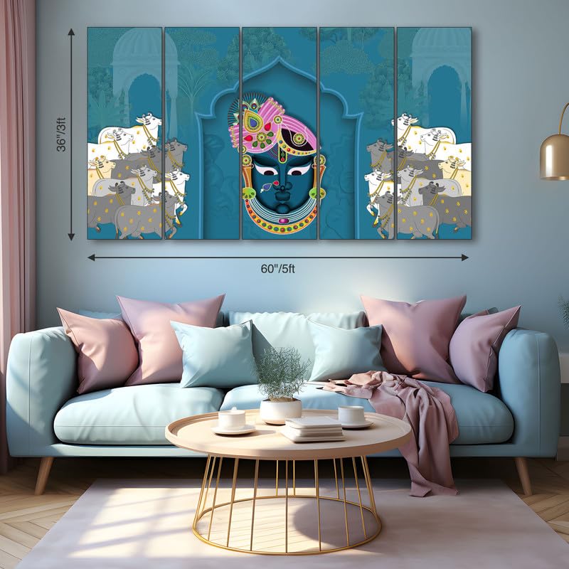 Image of The Castle Decor Pichwai art painting with frame Big Size 36x60 Wall art for living room,Bedroom,Drawing room,Hotels-Wooden Framed-713