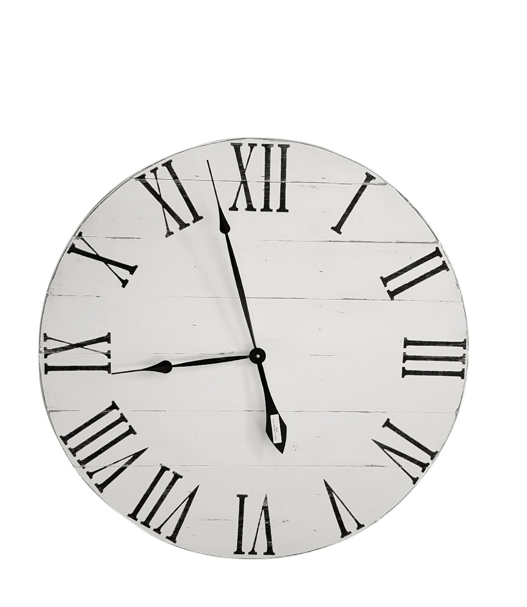 Large Antique White Farmhouse Clock Handmade Products