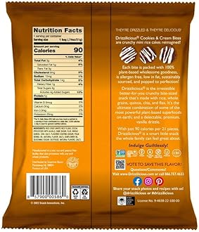 Drizzilicious Mini Rice Cakes Cookies & Cream - Rice Crisps, Healthy Snack for Adults and Kids, Flavored Rice Cakes, Vegan, Gluten Free, Allergen Free, Only 90 Calories Per Bag - 0.74 oz (Pack of 10)