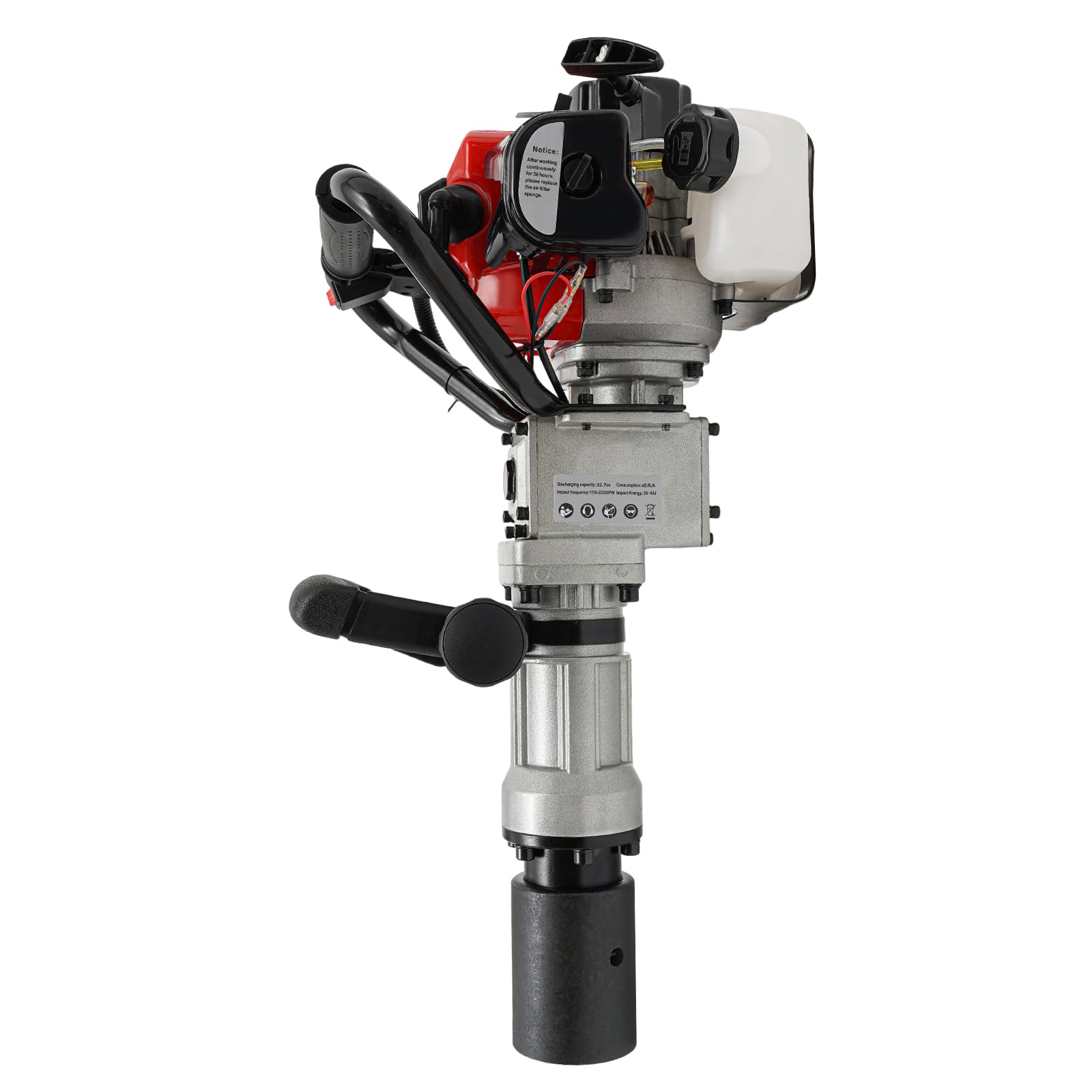 Rama de pilotes con motor de 2 tiempos de gasolina de un solo cilindro, para postes de vallas, gasolina, tamaño del cabezal de la pila: φ55 mm/φ70 mm, 1700 – 2230 BPM, buena disipación del