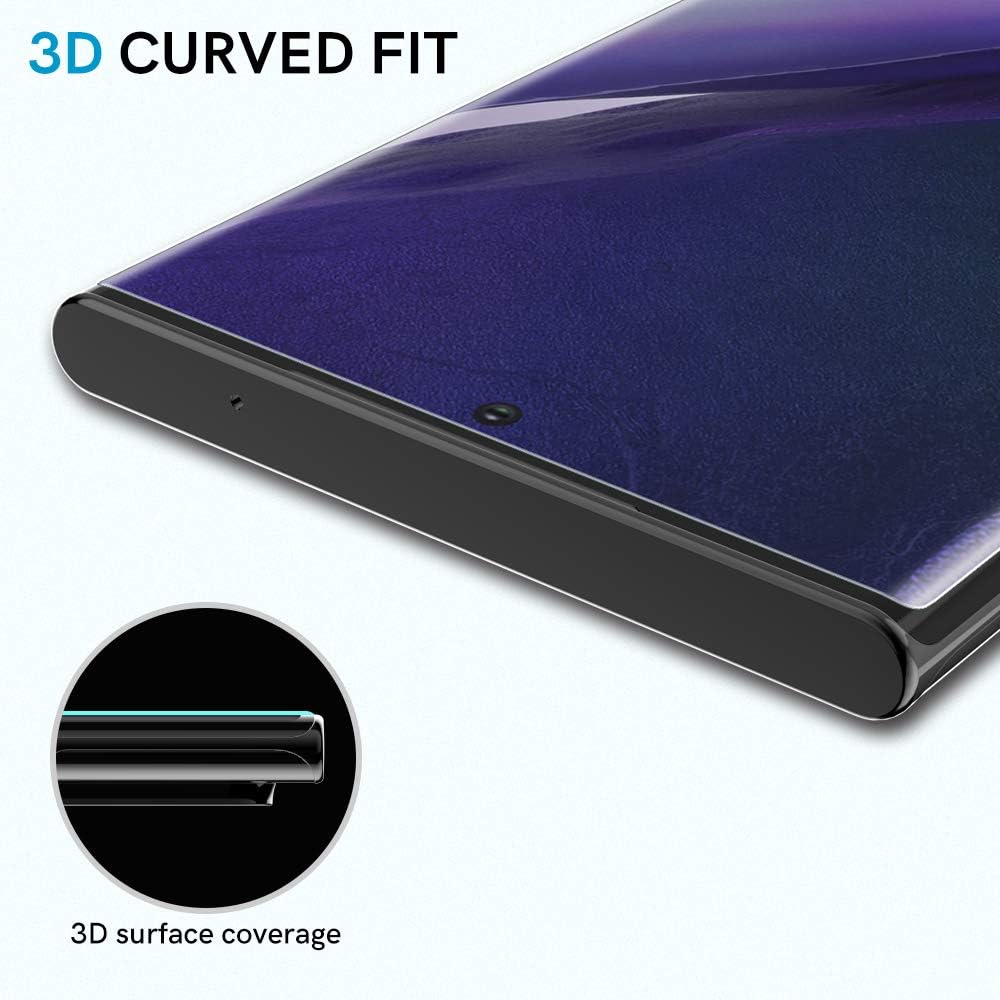 EGV 2 Pack Screen Protector Compatible with Samsung Galaxy Note 20 Ultra, 9H Tempered Glass, Fingerprint Unlock Compatible, Easy to Install, Case Friendly