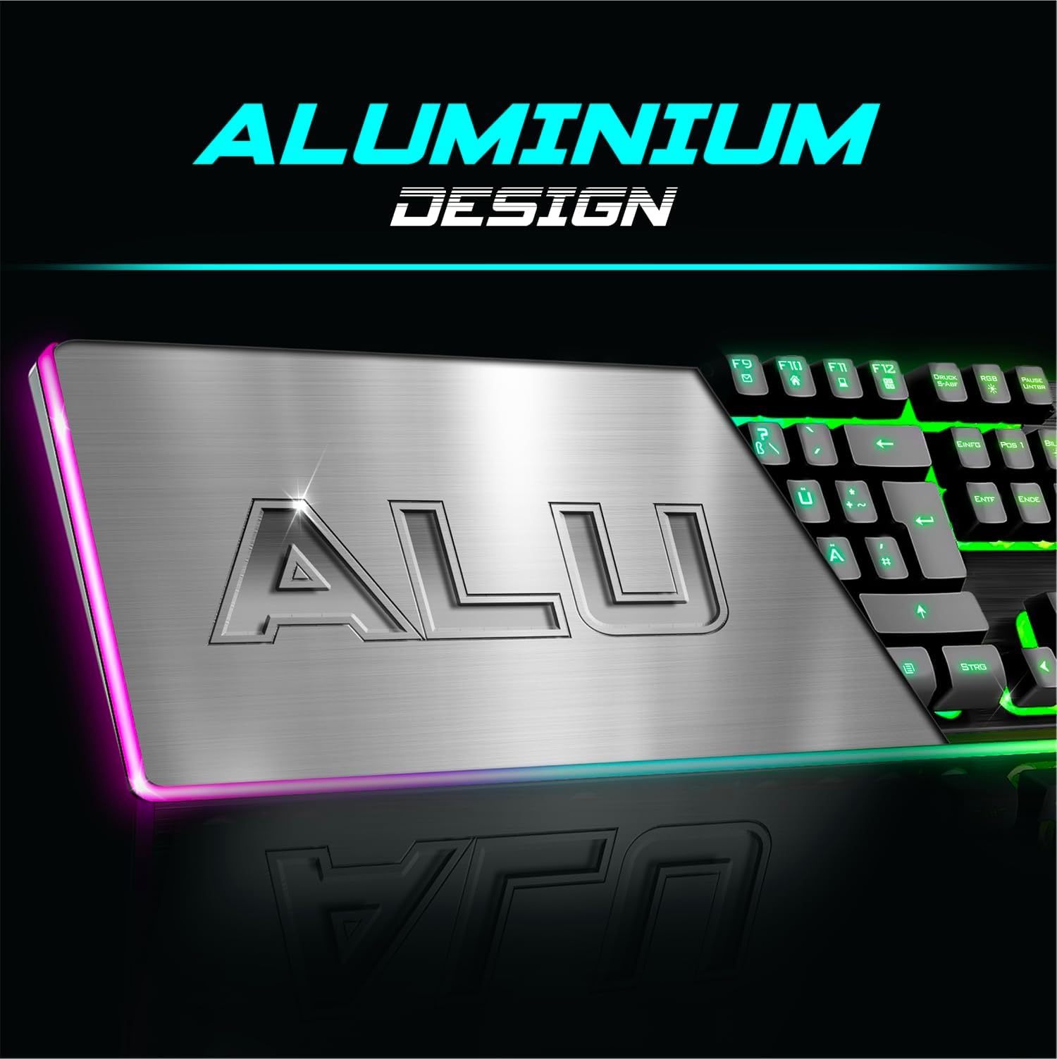 SPIRIT OF GAMER x Ultimate 600 | Gaming Tastatur Maus Set Kabellos Schwarz Wiederaufladbar RGB | DE Layout | Semi Mechanisch | Aluminiumplatte | 4800 DPI Wireless Mouse | Für PS5, PS4, PC, Xbox