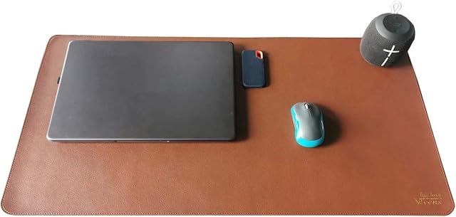 Large PU Leather Mouse Pad,VIVENS 80x40 cm Multifunctional Office Desk Pad,Laptop Desk Mat,Dual-Sided Non-Slip Waterproof Desk Writing Pad for Office and Home (Brown)
