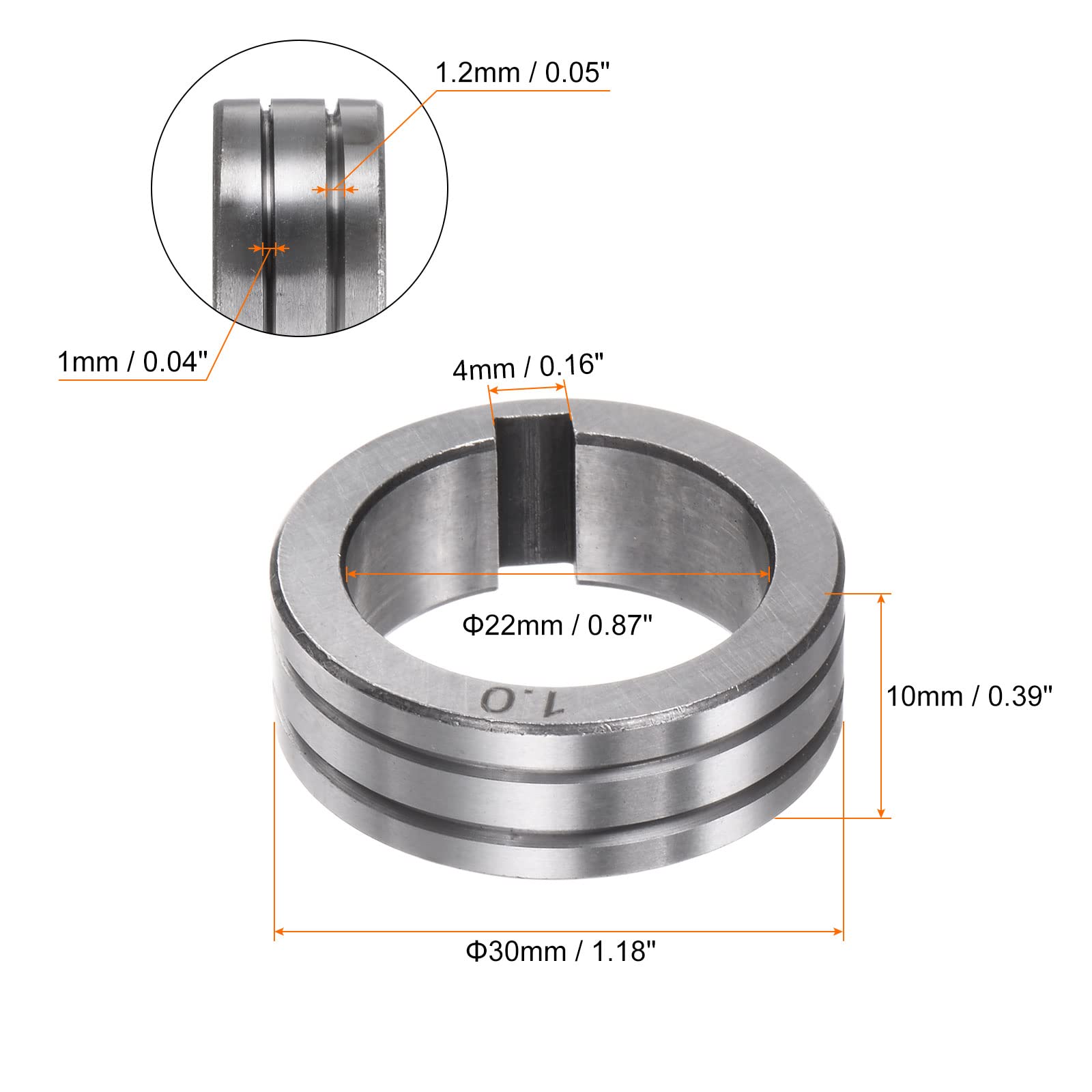 sourcing map Mig Lutownica Przewód zasilający Napęd Rolka 30mm x 22mm x 10mm x 4mm Szerokość Rolka Części Zamienne U Gniazdo 0.04"-0.05"