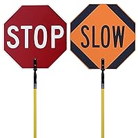 Vista 10 de SmartSign Letrero de paleta de mano "STOP - SLOW" de 18 x 18 pulgadas con asa (paquete de 1), doble cara, serigrafiado, compuesto de aluminio de 120