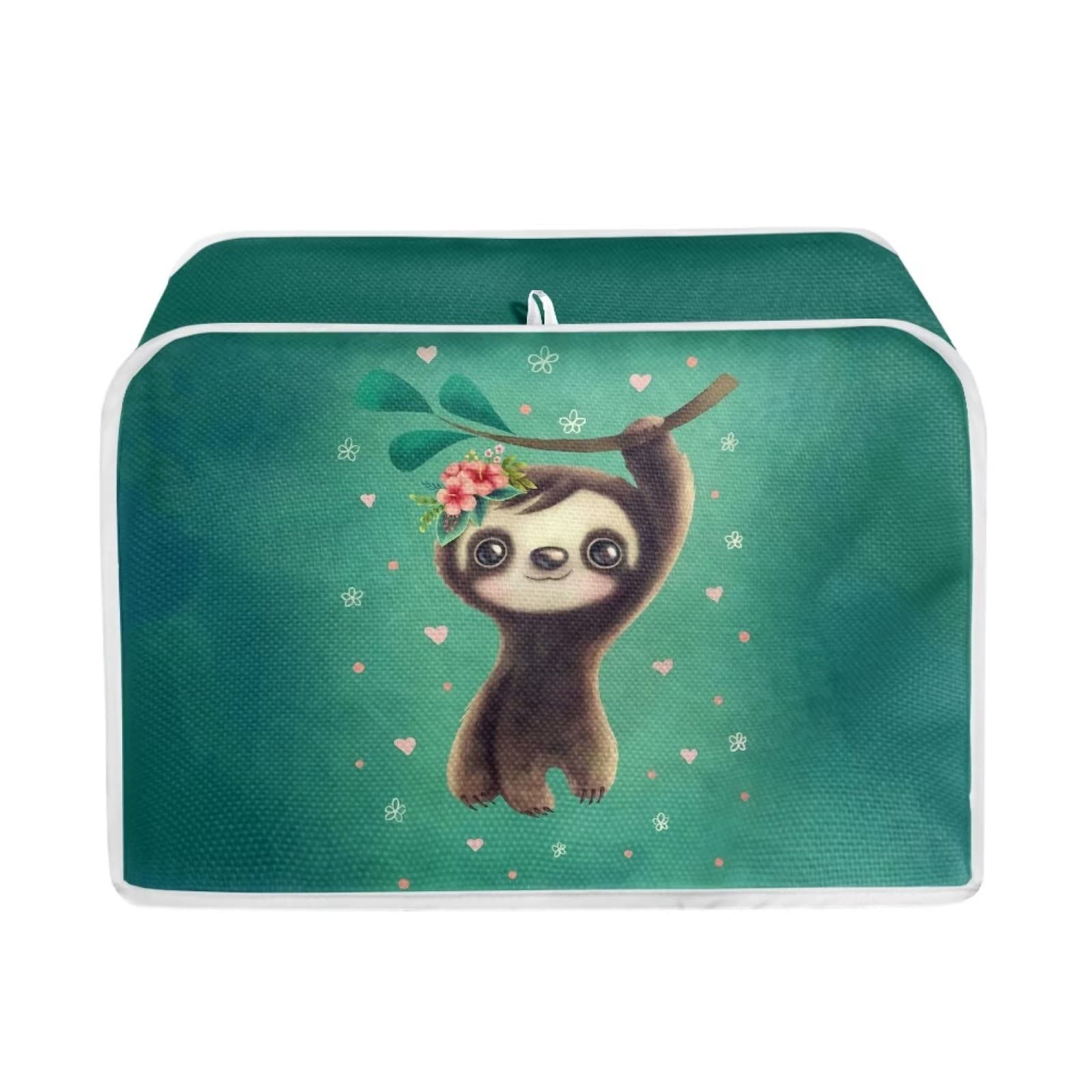 Xoenoiee Funny Sloth Pattern Toaster Covers - 2 Slice Small Appliance Organizer, Dust Cover, Washable