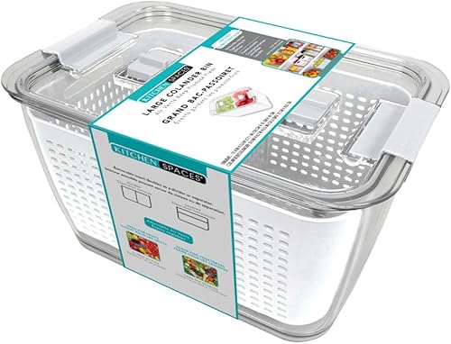 Miniatura 41 de Kitchen Spaces Organizador apilable de almacenamiento de alimentos de doble colador para refrigerador, congelador y despensa, 8.8 x 6.8 x 3.9 Verde