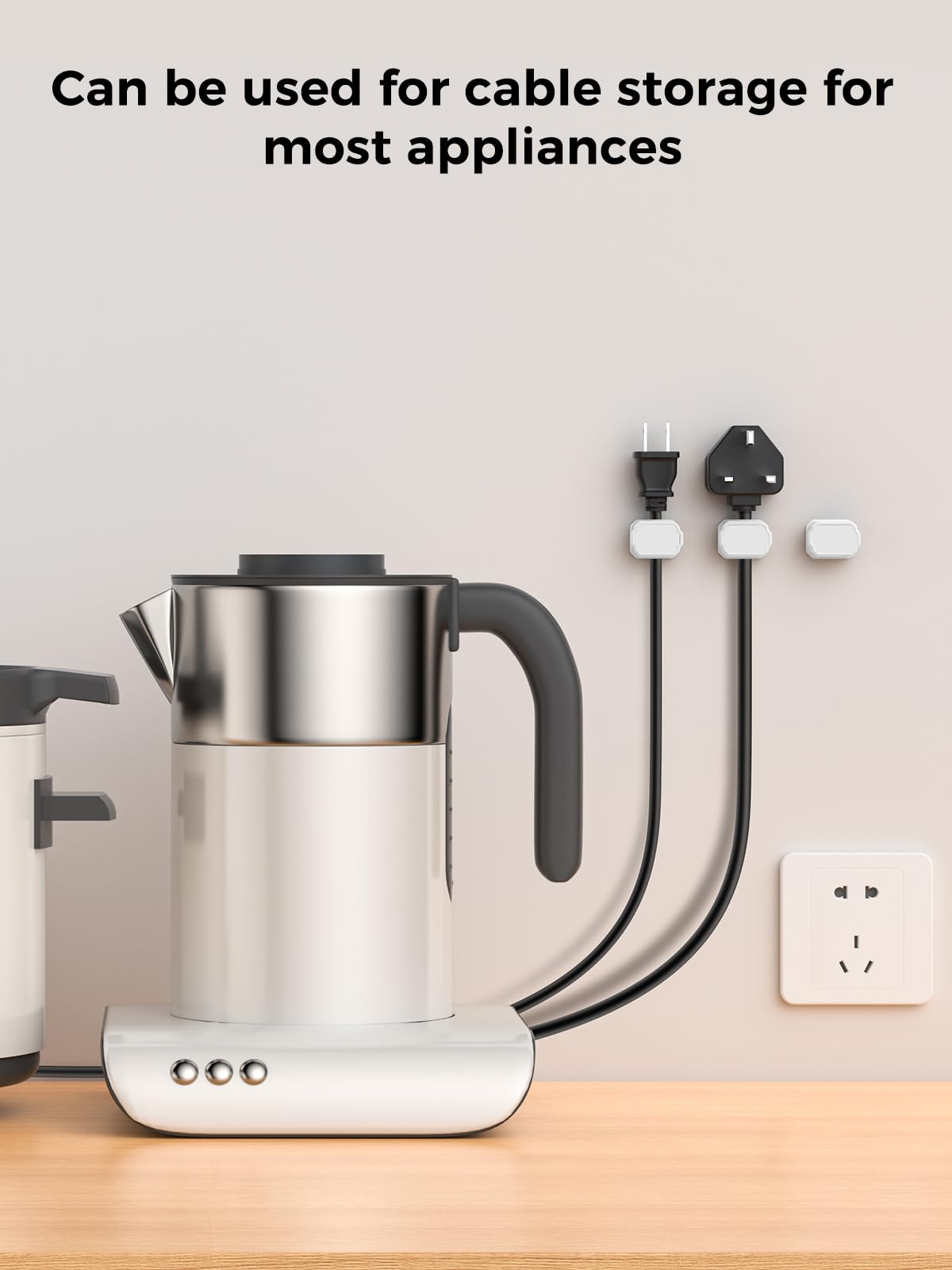 KMOUANTS Paquete de 6 clips elásticos para cables [ajuste automático], organizador de cables de escritorio, organizador de cables para el hogar, oficina, escritorio, teléfono, coche, montado en la