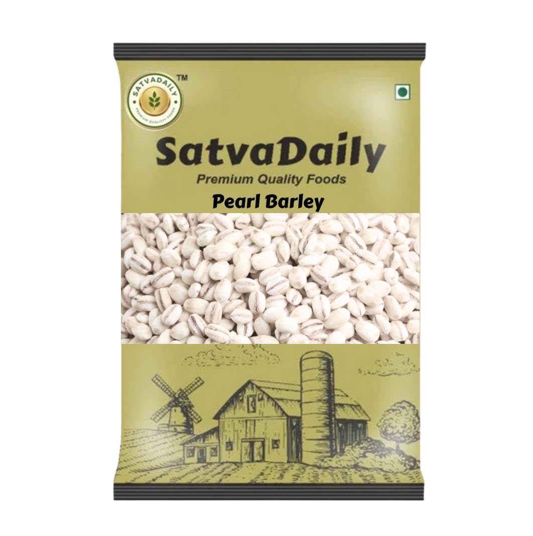SatvaDaily Pearl Barley 400g | High Fiber Jau | Cooks Like Rice | Ideal for Risottos and Soups | Premium Organic Staple | Naturally Gluten Free | 100% Natural & Whole Grain | Pearl Barli | Barli Akki