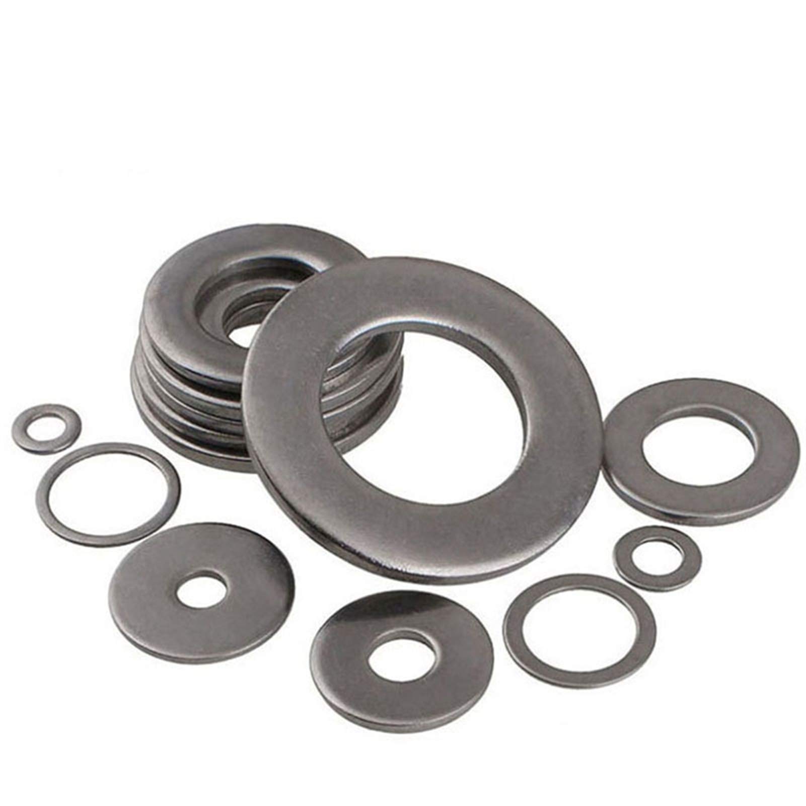 Zkenshan-Flache Unterlegscheiben 304 Flache Gleitscheiben aus Edelstahl, M1,6 m2 m2.5 m3 m4 m5 m6 m8 m10, Gute Verschleißfestigkeit (Inner Diameter : M10, Number of Pcs : 200)
