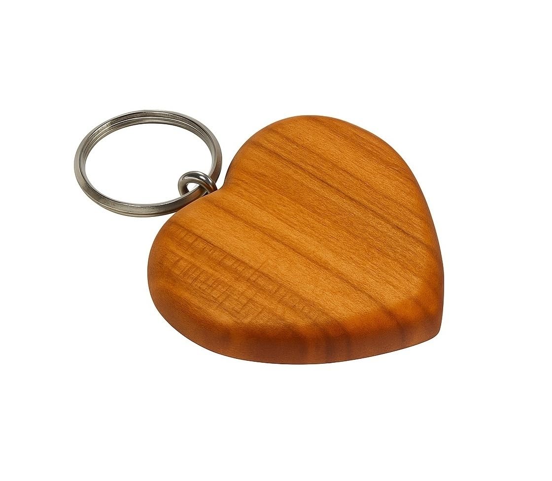 Wooden World Unisex Raw - Wooden Key Ring Little Heart Shape Wood Keyring Keychain Car Keys House 4 X 3.5 Cm