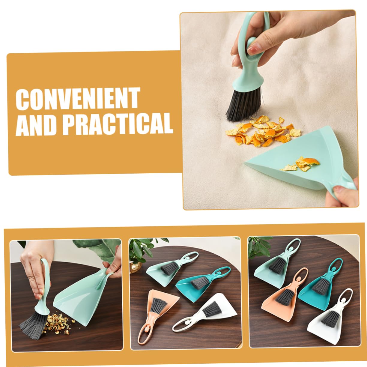 CIYODO 4 Sets Desktop Cleaning Tools Whisk Broom The Car Dustpan Cleaning Scrub Brush Car Detail Brush Car Gaps Brush Dust Pan Mini Hand Broom Mini Broom Car Cleaning Brush Interior Pp