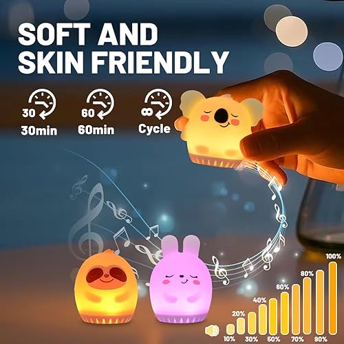 Miniatura 4 de GlowBoo - Paquete de 3 máquinas de sonido portátiles brillantes, máquina de ruido blanco con luz nocturna para guardería, recargable por USB, regalo