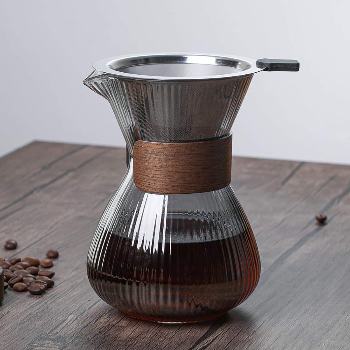 SHIHEER コーヒーサーバー 割れない ドリップコーヒーサーバー 大容量 コーヒードリッパー 耐熱ガラス 400ml 高ホウ素シリカガラス材料 ペーパーコーヒーフィルター不要 器具 コーヒーサーバーセット ハンドドリップ コーヒーカラフェ コーヒーサーバー 喫茶店 おしゃれ