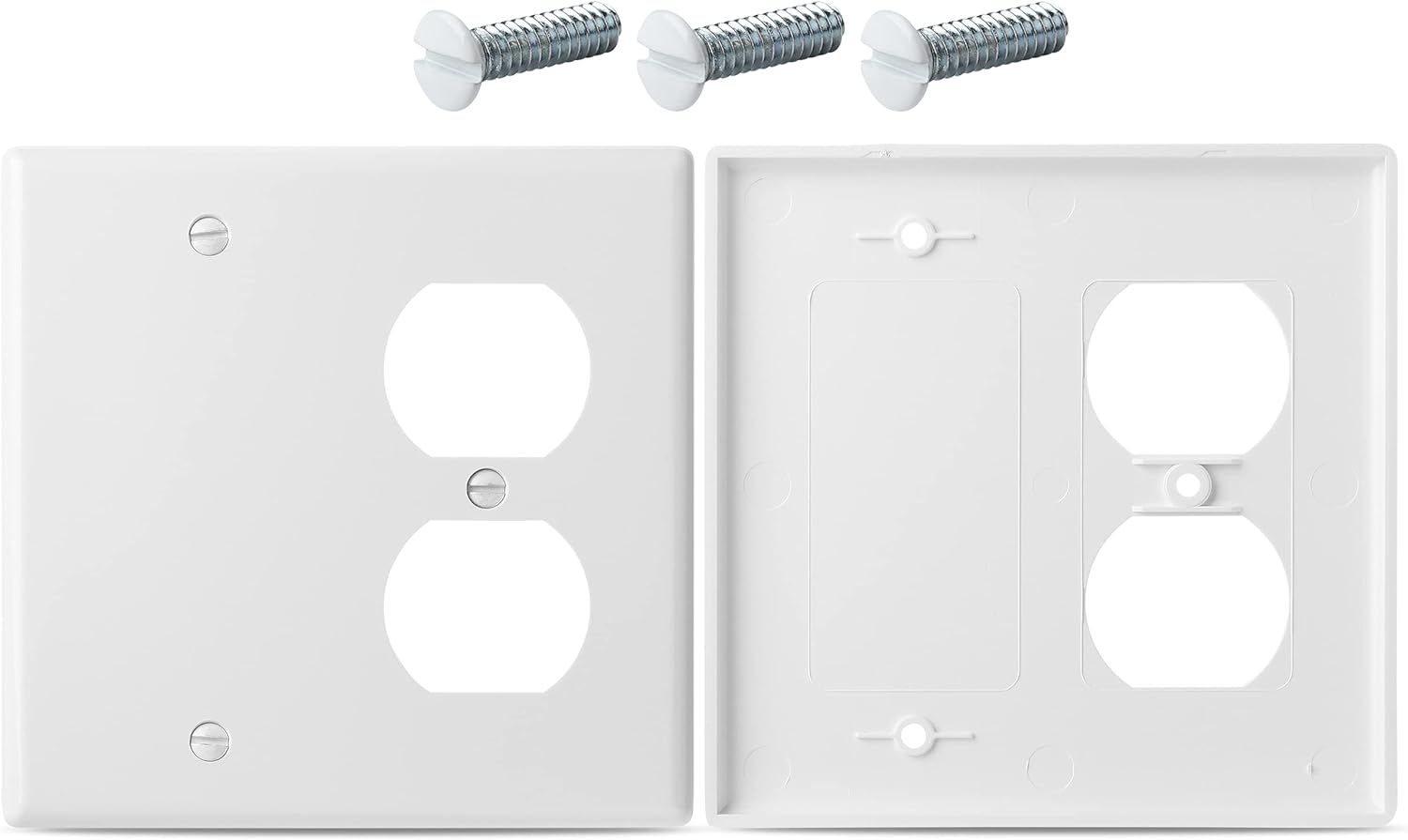 Bates- 2-Gang Combination Wall Plate, 2 Pack, 1 Duplex/1 Blank Standard Size, 2 Gang Wall Plate, Outlet Covers, Wall Plates, Outlet Wall Plate, Double Gang Wall Plate, Outlet Cover 2 Gang. - - 