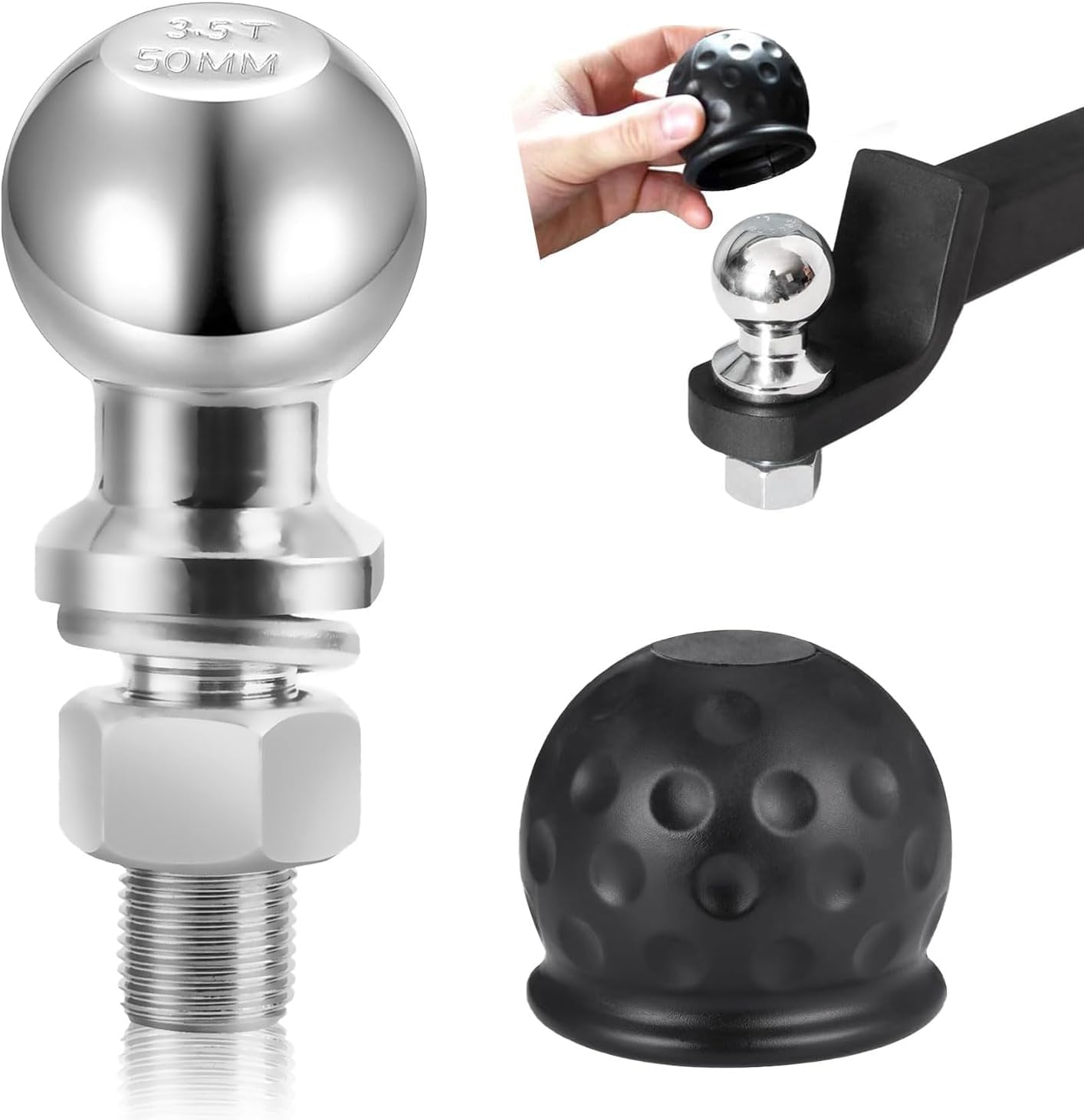 Gancio Traino Agricolo 50mm 3,5T - Testa Sferica &Oslash;22mm Per Rimorchi E Attrezzature